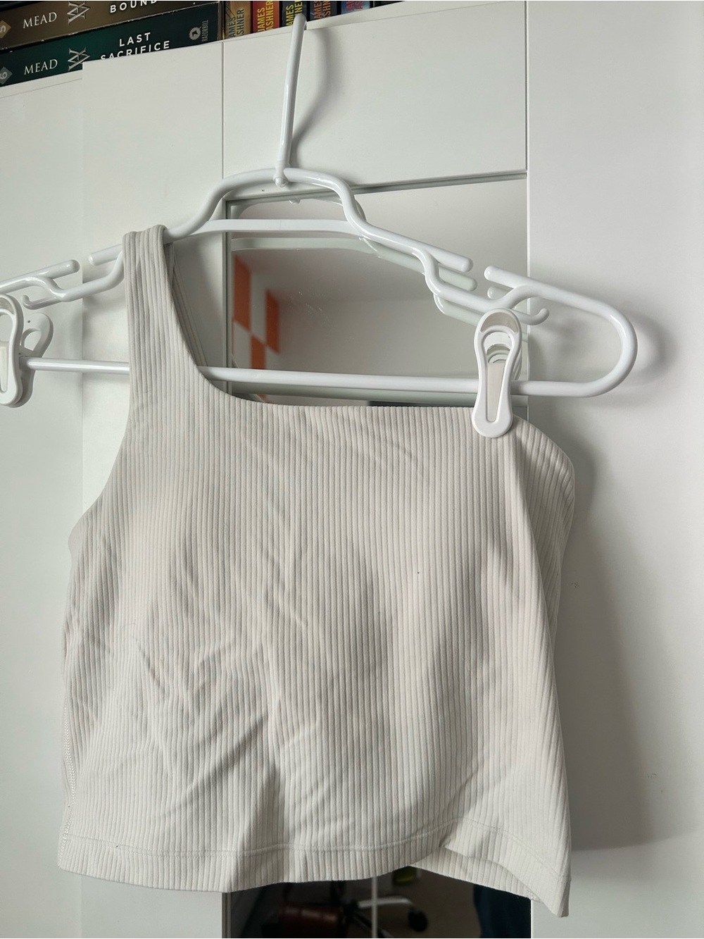 Lululemon One-Shoulder Ribbed Crop Top in Soft Ivory